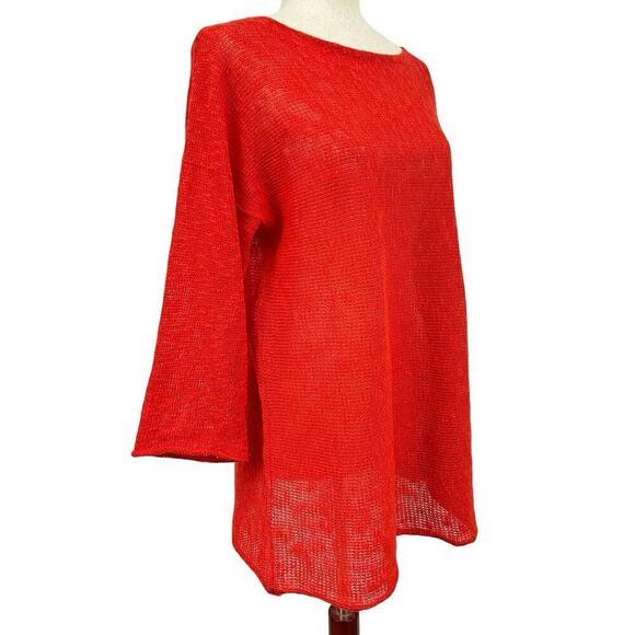 Mimi and Coco Open Knit Tunic Sweater Women’s Sz M/L (see Measurements) Orange - Picture 2 of 6